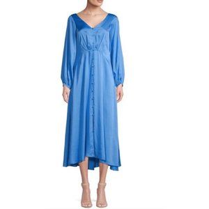 Free People Midi Dress Satin V-Neck Open Cross Back Size 2 New w/Tag